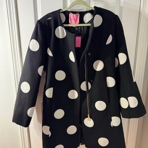 Kate Spade Polka Dot Wool Belted Coat • Size L • NWT $598